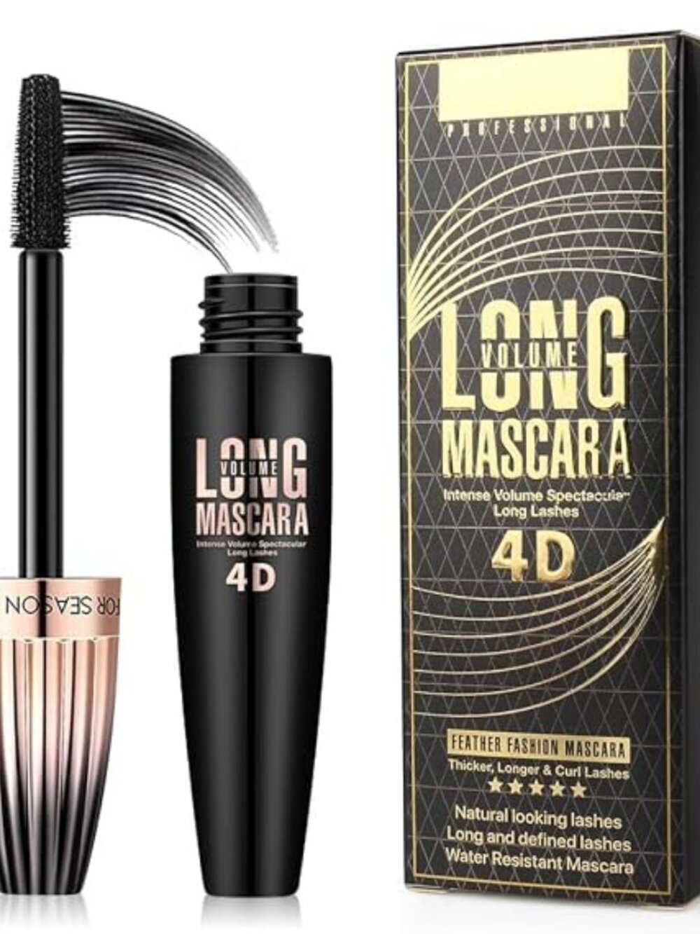 4D Silk Fiber Lash Mascara Waterproof Black Volume Lengthening